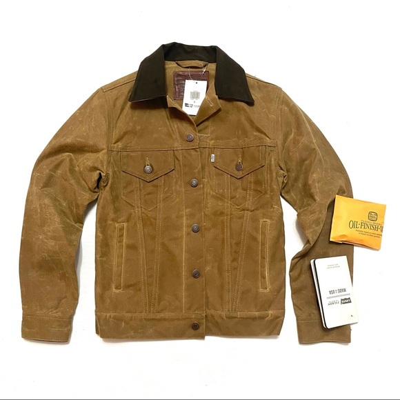 Filson x Levi's Tin Cloth Oil Trucker Jacket Sz S - Picture 3 of 15